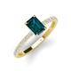 3 - Charlotte Desire 7x5 mm Emerald Cut London Blue Topaz and Round Diamond Hidden Halo Engagement Ring 