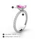 4 - Charlotte Desire 7x5 mm Emerald Cut Pink Sapphire and Round Diamond Hidden Halo Engagement Ring 
