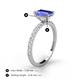 4 - Charlotte Desire 7x5 mm Emerald Cut Tanzanite and Round Diamond Hidden Halo Engagement Ring 