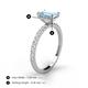 4 - Charlotte Desire 7x5 mm Emerald Cut Aquamarine and Round Diamond Hidden Halo Engagement Ring 