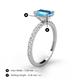 4 - Charlotte Desire 7x5 mm Emerald Cut Blue Topaz and Round Diamond Hidden Halo Engagement Ring 