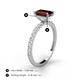 4 - Charlotte Desire 7x5 mm Emerald Cut Red Garnet and Round Diamond Hidden Halo Engagement Ring 