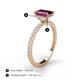 4 - Charlotte Desire 7x5 mm Emerald Cut Rhodolite Garnet and Round Diamond Hidden Halo Engagement Ring 