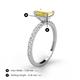 4 - Charlotte Desire 7x5 mm Emerald Cut Yellow Sapphire and Round Diamond Hidden Halo Engagement Ring 