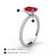 4 - Charlotte Desire 7x5 mm Emerald Cut Ruby and Round Diamond Hidden Halo Engagement Ring 
