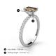 4 - Charlotte Desire 7x5 mm Emerald Cut Smoky Quartz and Round Diamond Hidden Halo Engagement Ring 
