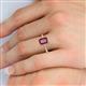 5 - Charlotte Desire 7x5 mm Emerald Cut Rhodolite Garnet and Round Diamond Hidden Halo Engagement Ring 