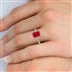 5 - Charlotte Desire 7x5 mm Emerald Cut Ruby and Round Diamond Hidden Halo Engagement Ring 