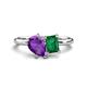 1 - Nadya Pear Shape Amethyst & Emerald Shape Emerald 2 Stone Duo Ring 