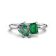 1 - Nadya Pear Shape Lab Created Alexandrite & Emerald Shape Emerald 2 Stone Duo Ring 