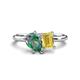 1 - Nadya Pear Shape Lab Created Alexandrite & Emerald Shape Yellow Sapphire 2 Stone Duo Ring 