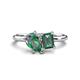1 - Nadya Pear & Emerald Shape Lab Created Alexandrite 2 Stone Duo Ring 