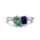 1 - Nadya Pear Shape Lab Created Alexandrite & Emerald Shape Blue Sapphire 2 Stone Duo Ring 