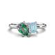 1 - Nadya Pear Shape Lab Created Alexandrite & Emerald Shape Aquamarine 2 Stone Duo Ring 