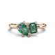 1 - Nadya Pear & Emerald Shape Lab Created Alexandrite 2 Stone Duo Ring 