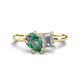 1 - Nadya Pear Shape Lab Created Alexandrite & Emerald Shape Forever One Moissanite 2 Stone Duo Ring 