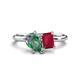 1 - Nadya Pear Shape Lab Created Alexandrite & Emerald Shape Ruby 2 Stone Duo Ring 