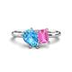 1 - Nadya Pear Shape Blue Topaz & Emerald Shape Pink Sapphire 2 Stone Duo Ring 
