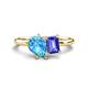 1 - Nadya Pear Shape Blue Topaz & Emerald Shape Tanzanite 2 Stone Duo Ring 