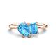 1 - Nadya Pear & Emerald Shape Blue Topaz 2 Stone Duo Ring 