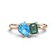 1 - Nadya Pear Shape Blue Topaz & Emerald Shape Lab Created Alexandrite 2 Stone Duo Ring 