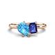 1 - Nadya Pear Shape Blue Topaz & Emerald Shape Iolite 2 Stone Duo Ring 