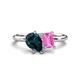 1 - Nadya Pear Shape London Blue Topaz & Emerald Shape Pink Sapphire 2 Stone Duo Ring 