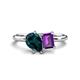 1 - Nadya Pear Shape London Blue Topaz & Emerald Shape Amethyst 2 Stone Duo Ring 