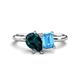 1 - Nadya Pear Shape London Blue Topaz & Emerald Shape Blue Topaz 2 Stone Duo Ring 