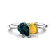 1 - Nadya Pear Shape London Blue Topaz & Emerald Shape Citrine 2 Stone Duo Ring 