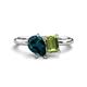 1 - Nadya Pear Shape London Blue Topaz & Emerald Shape Peridot 2 Stone Duo Ring 