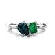 1 - Nadya Pear Shape London Blue Topaz & Emerald Shape Emerald 2 Stone Duo Ring 
