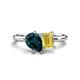 1 - Nadya Pear Shape London Blue Topaz & Emerald Shape Yellow Sapphire 2 Stone Duo Ring 