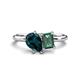 1 - Nadya Pear Shape London Blue Topaz & Emerald Shape Lab Created Alexandrite 2 Stone Duo Ring 