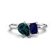 1 - Nadya Pear Shape London Blue Topaz & Emerald Shape Blue Sapphire 2 Stone Duo Ring 