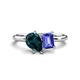 1 - Nadya Pear Shape London Blue Topaz & Emerald Shape Tanzanite 2 Stone Duo Ring 