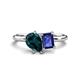 1 - Nadya Pear Shape London Blue Topaz & Emerald Shape Iolite 2 Stone Duo Ring 
