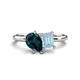 1 - Nadya Pear Shape London Blue Topaz & Emerald Shape Aquamarine 2 Stone Duo Ring 