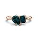 1 - Nadya Pear & Emerald Shape London Blue Topaz 2 Stone Duo Ring 