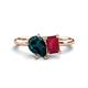 1 - Nadya Pear Shape London Blue Topaz & Emerald Shape Ruby 2 Stone Duo Ring 