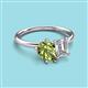 3 - Nadya Pear Shape Peridot & Emerald Shape GIA Certified Diamond 2 Stone Duo Ring 