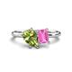 1 - Nadya Pear Shape Peridot & Emerald Shape Pink Sapphire 2 Stone Duo Ring 