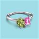 3 - Nadya Pear Shape Peridot & Emerald Shape Pink Sapphire 2 Stone Duo Ring 