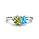 1 - Nadya Pear Shape Peridot & Emerald Shape Blue Topaz 2 Stone Duo Ring 