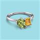 3 - Nadya Pear Shape Peridot & Emerald Shape Citrine 2 Stone Duo Ring 