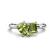 1 - Nadya Pear & Emerald Shape Peridot 2 Stone Duo Ring 