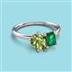 3 - Nadya Pear Shape Peridot & Emerald Shape Emerald 2 Stone Duo Ring 