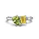 1 - Nadya Pear Shape Peridot & Emerald Shape Yellow Sapphire 2 Stone Duo Ring 