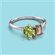 3 - Nadya Pear Shape Peridot & Emerald Shape Smoky Quartz 2 Stone Duo Ring 