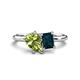 1 - Nadya Pear Shape Peridot & Emerald Shape London Blue Topaz 2 Stone Duo Ring 